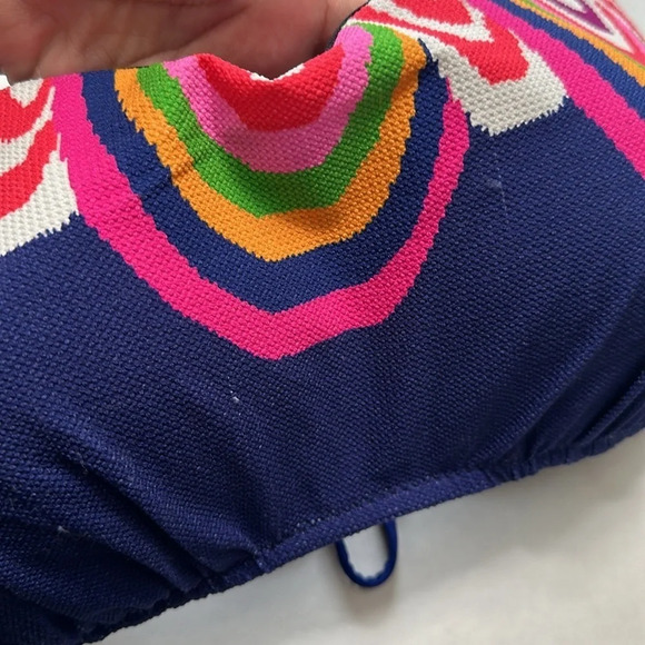 Trina Turk Ultramarine Rainbow Swirl Textured Bandeau Bikini Top Size 16W NWT - Picture 4 of 8